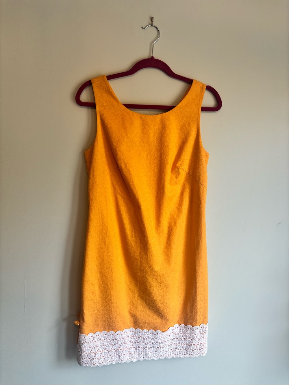 Lilly Pulitzer Orange Sleeveless Shift Dress with White Lace Trim